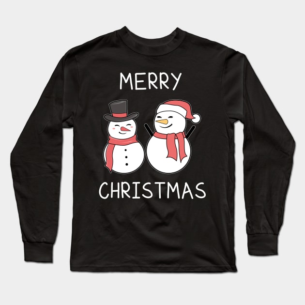 Merry Christmas Snowman Long Sleeve T-Shirt by Imutobi